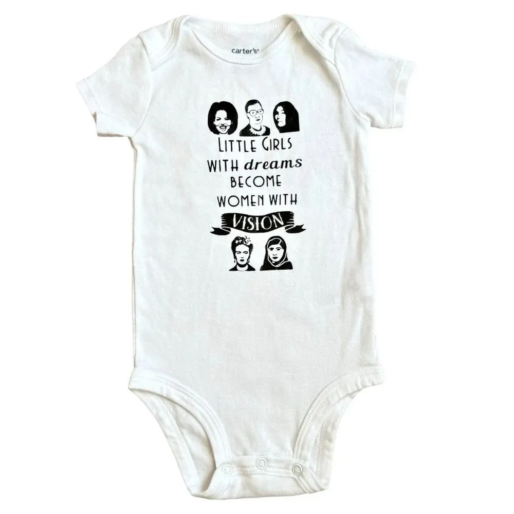Carter’s Baby Short Sleeve Women With Vision White & Black Onesie. 12 Months.